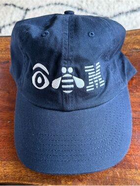 IBM Embroidered Eye Bee Logo Dad Hat Navy White NWOT!